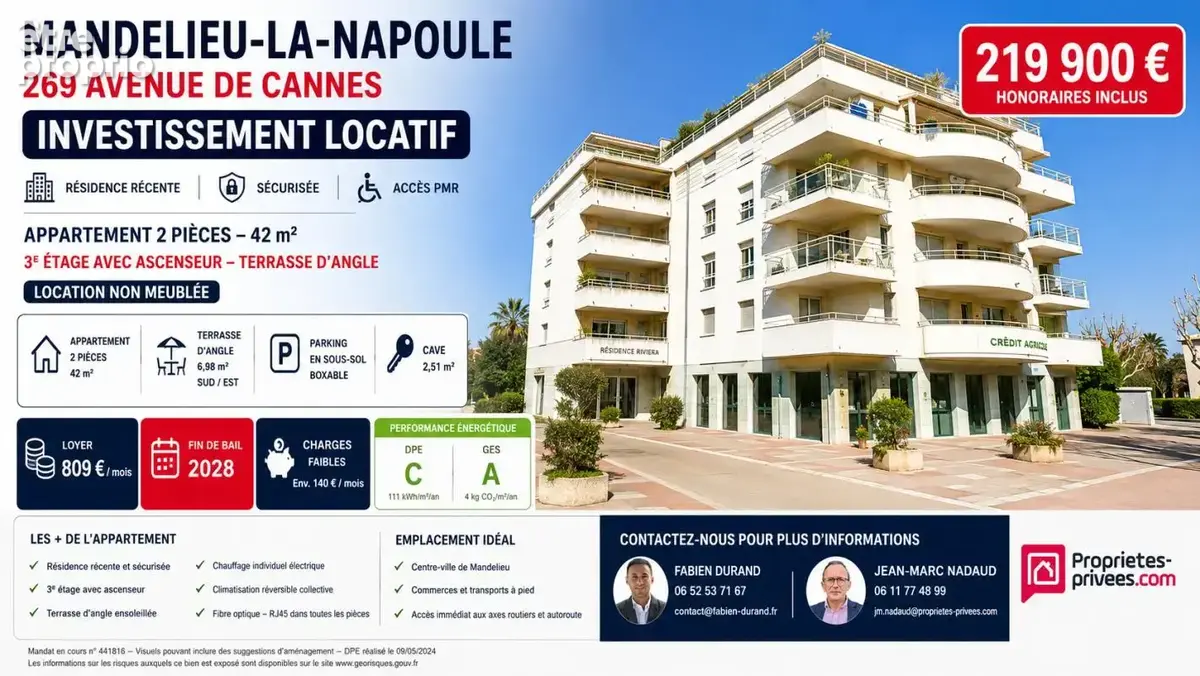 Appartement Loué à Mandelieu La Napoule 2 pièce(s) 42 m2 - photo 3