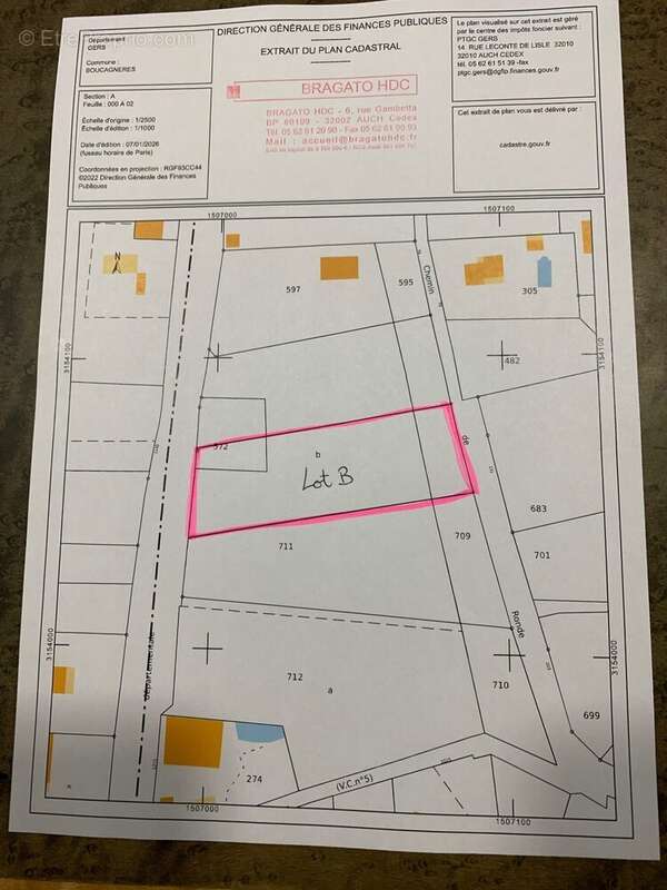 plan cadastral lotB - Terrain à BOUCAGNERES
