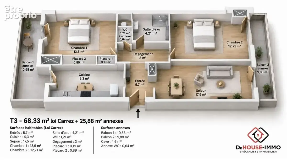 Appartement 3 pièces 68 m² à vendre à Toulon (83000) - photo 2
