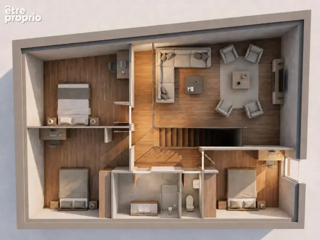 Lot 1 T4 duplex 116,91 m2 + garage fermé 2 places de 27 m2 et jardin privatif - photo 3