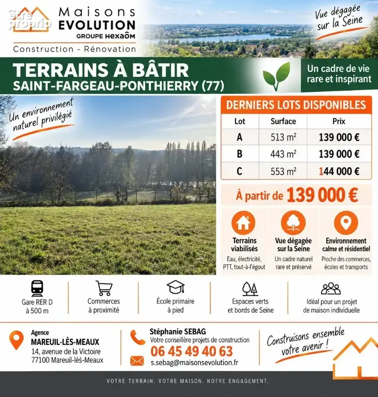 Photo Terrain à Saint-Fargeau-Ponthierry au prix de 139 000€