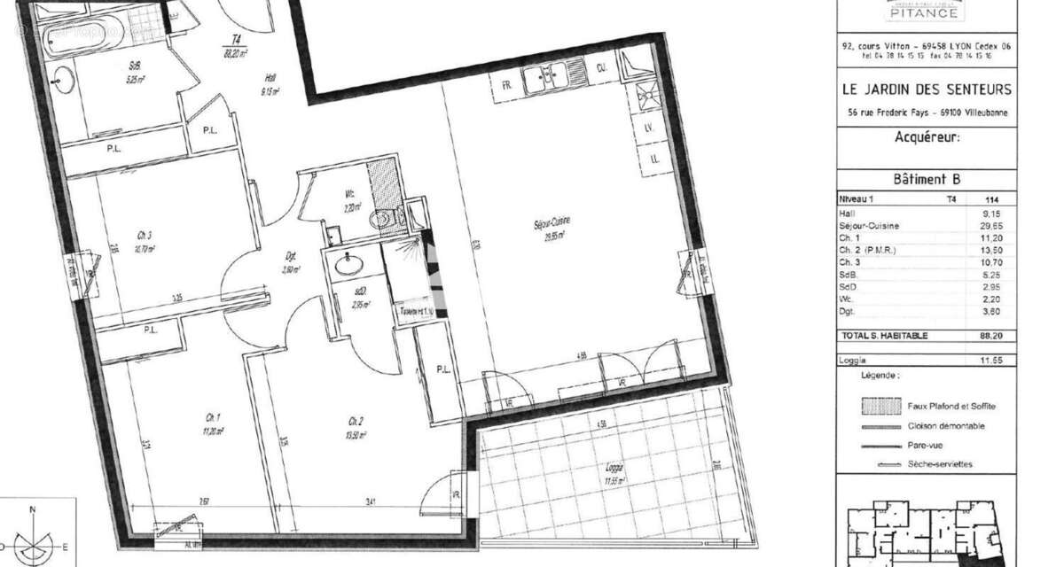 Appartement 88 m² à Villeurbanne  - photo 3