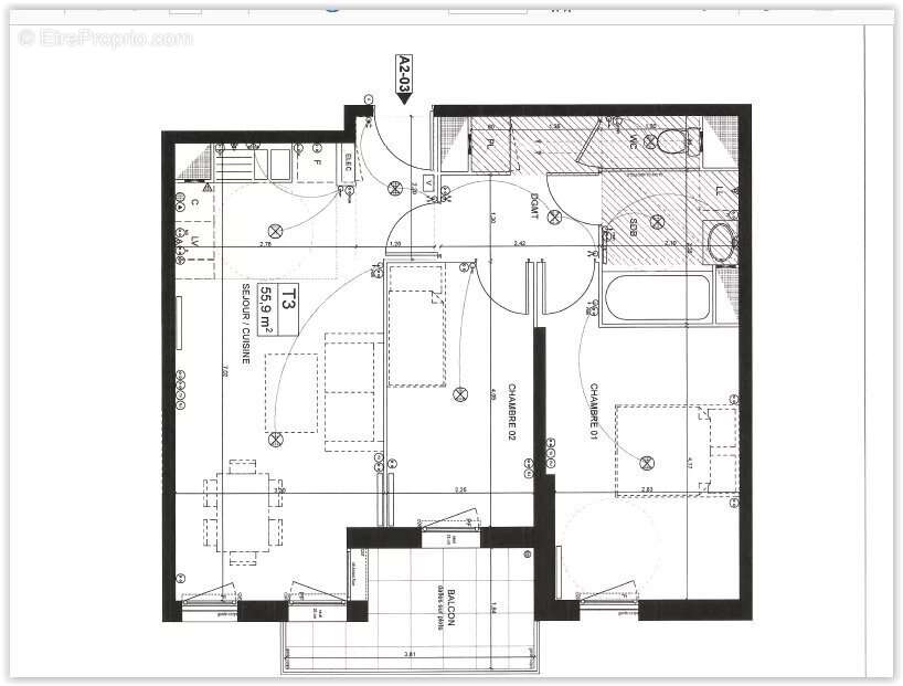 Appartement récent type 3, 55.90m², deux chambres, terrasse, deux places de parking - photo 9