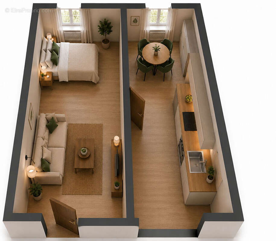 Appartement Champlan 1 pièce(s) 28.97 m2 - photo 4