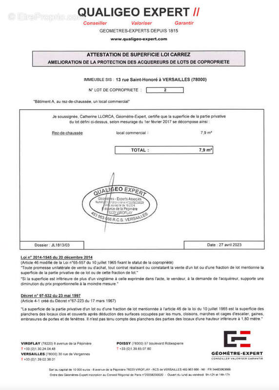 Commerce à VERSAILLES