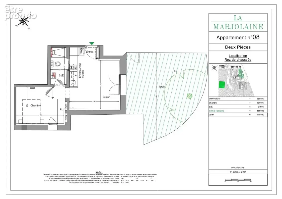 Appartement - 2 pieces - jardin - une place de parking - mouans sartoux - photo 2