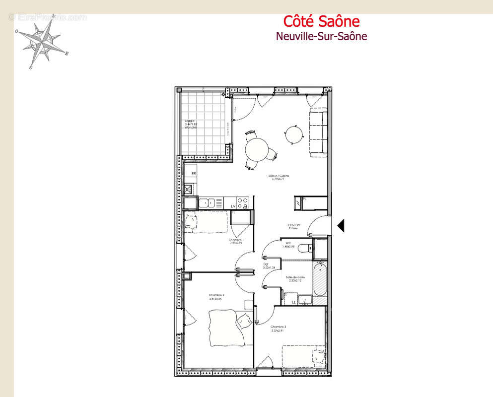 Appartement à NEUVILLE-SUR-SAONE