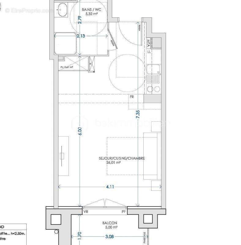 Appartement studio récent avec balcon – Hendaye – Résidence de 2018 - photo 13
