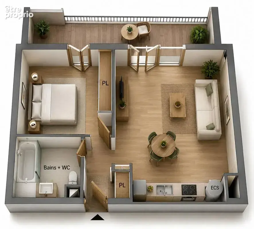 Valras-plage, t2 43 m²  plus 15 m² de balcon. à 900 m de la mer - photo 3