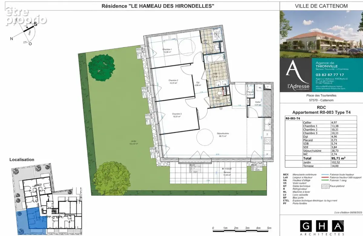 Charmant T4 de 96 m² avec jardin (102.52 m²) + Terrasse (14 m²) + 2 parkings - photo 3