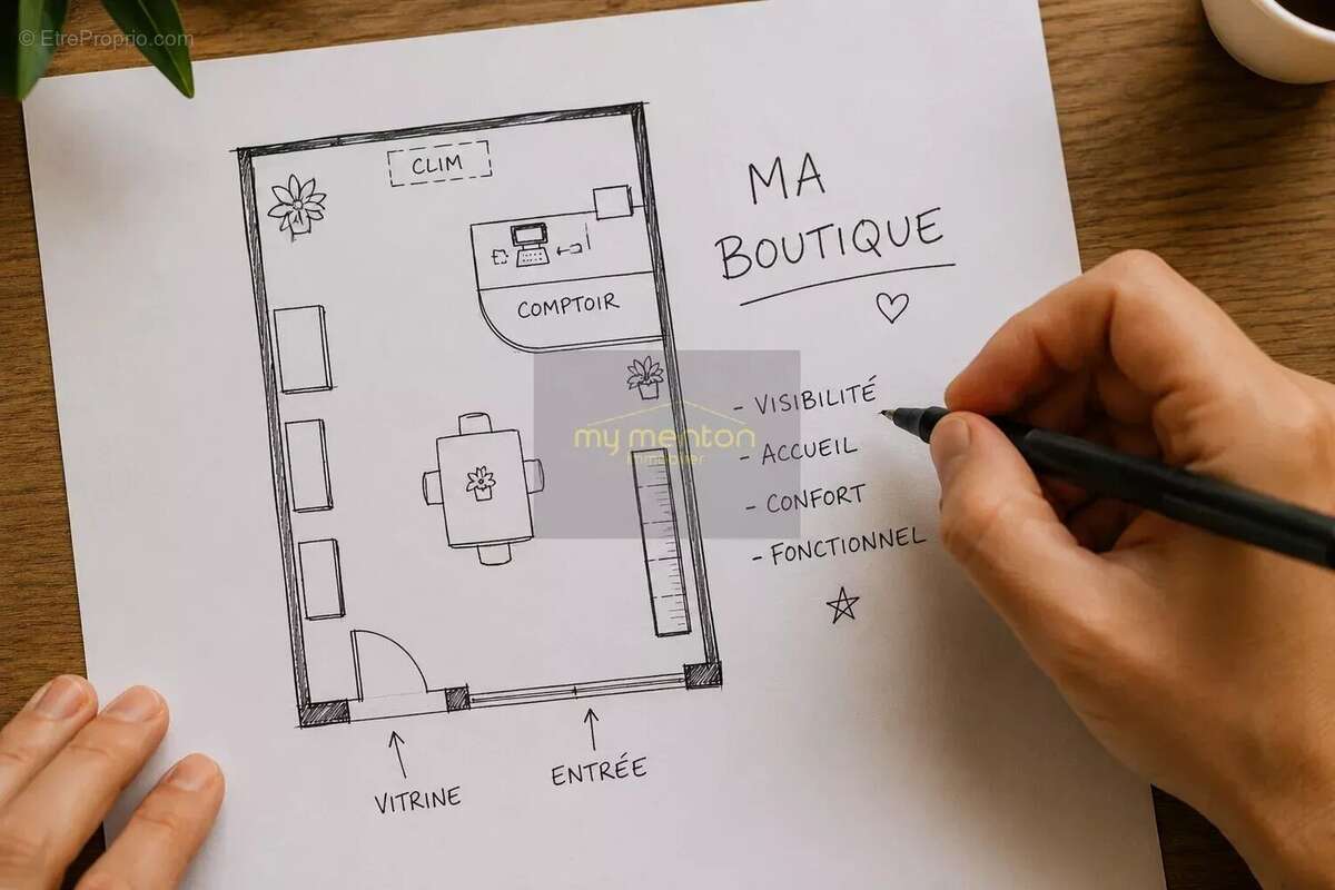 Droit au bail à vendre d'un local commercial avec appartement 2 P, rue piétonne de Menton - photo 2