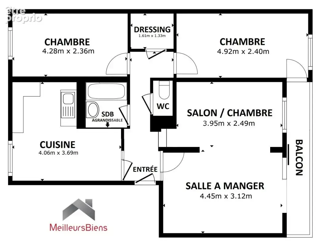 4 pièces 70 m² - balcon - cave - photo 14