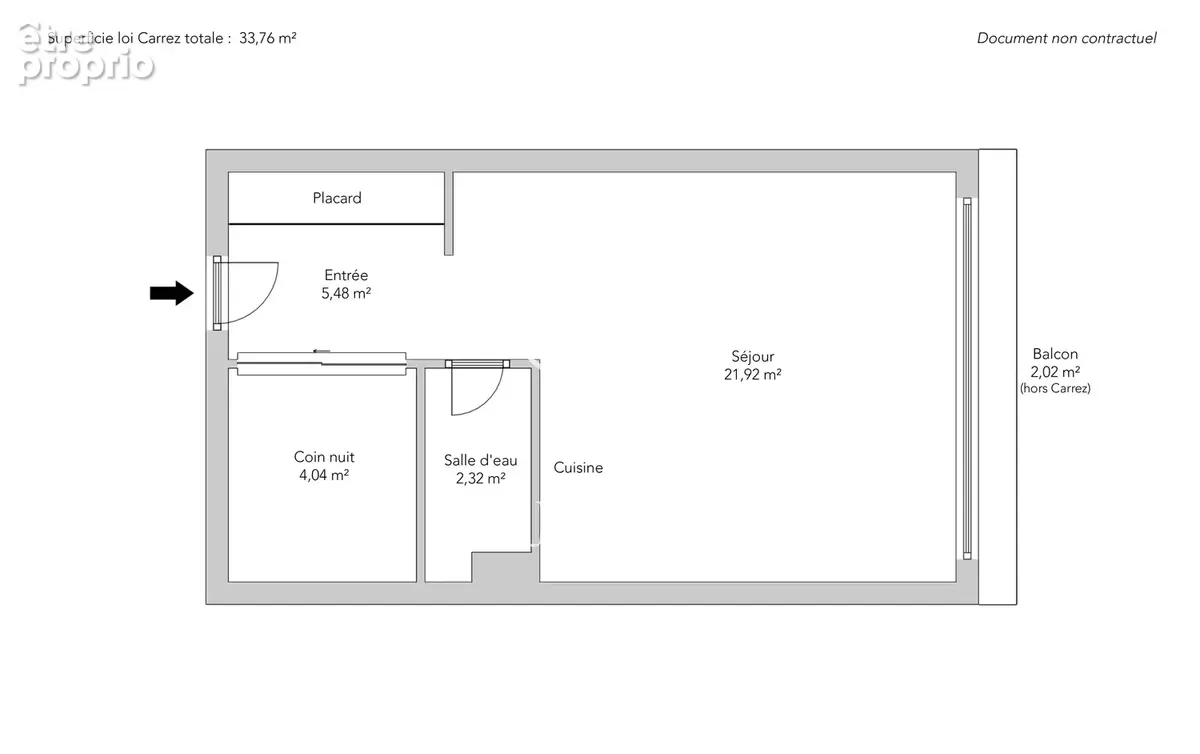 Paris 16e - RUE DES SABLONS / MEXICO - Studio - 33,73m² Carrez - Coin nuit - Balcon - photo 15