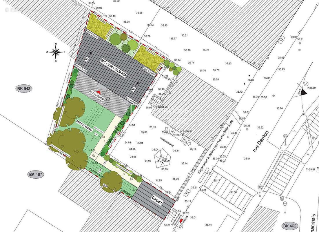 Exclusivité GIBOIRE , Jeanne d'ARC , Terrain Rennes  de 328 m2 avec PC définitif  pour maison 158m2 hab - photo 3
