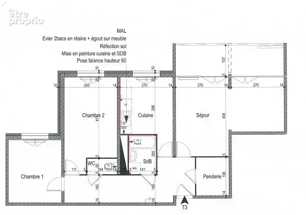 T3 de 67,70 m² à Saint-Germain-au-Mont-d’Or au prix de vente de 139 400 € - photo 2