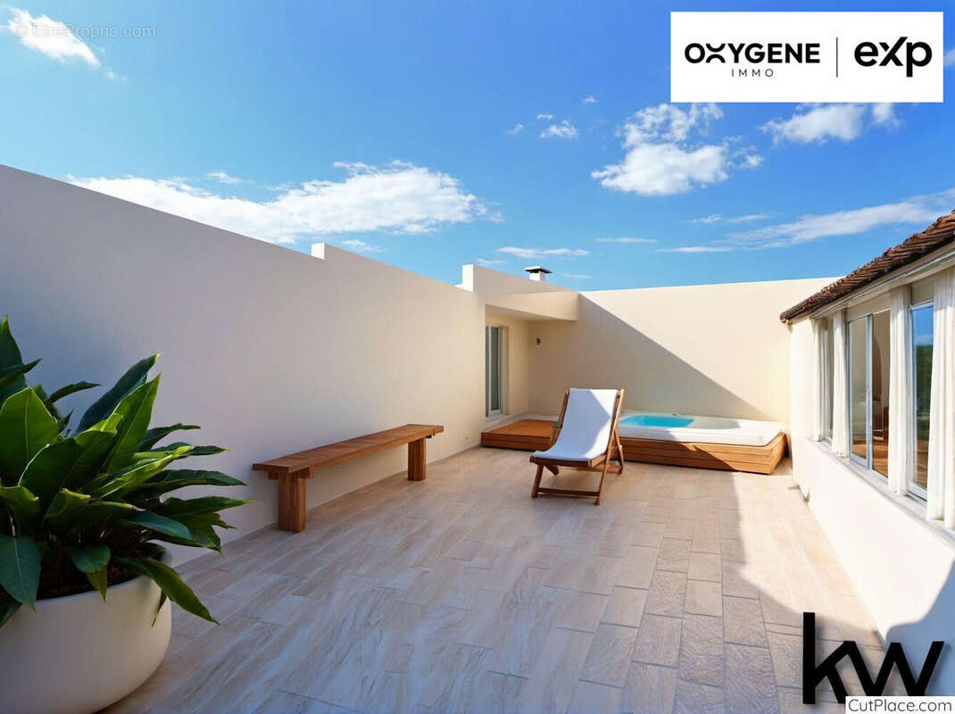 Aménagement virtuel de la terrasse. - Appartement à PERPIGNAN
