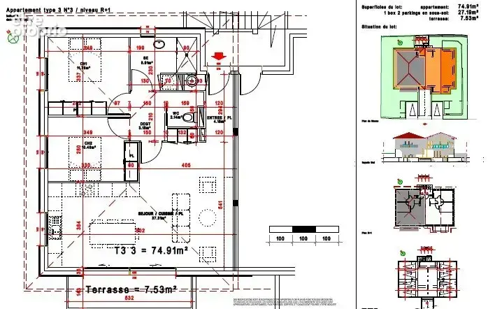 Appartement au 1er et dernier etage de type 3 pièces de 74.91 m2 avec terrasse de 7.50 m2 + 2 parking en sous sol - photo 8