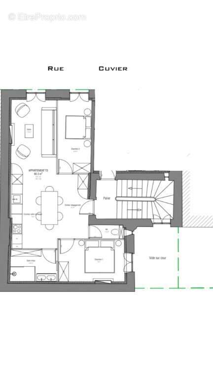 Appartements T3 à vendre Lyon 6ème de 61m2 - photo 6