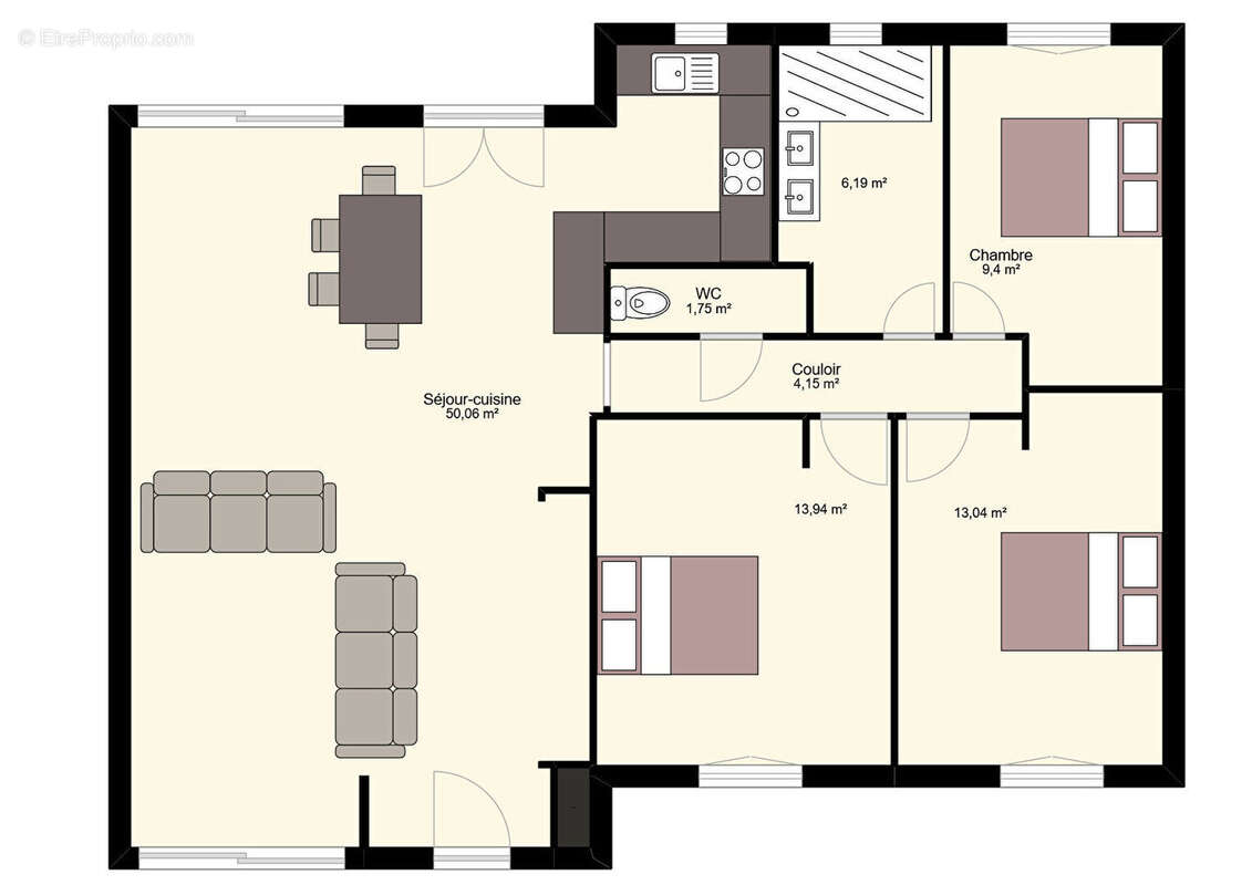 Maison type 4 de 104m², jardin . - photo 6