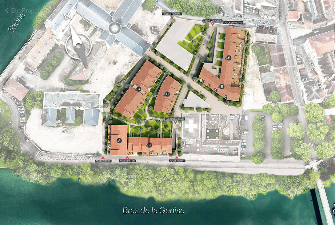 appartement 4 pièces 75m² 2eme et dernier étage avec terrasse sur sur Saône sur ile saint Laurent  Rives de Genise 1 - photo 3