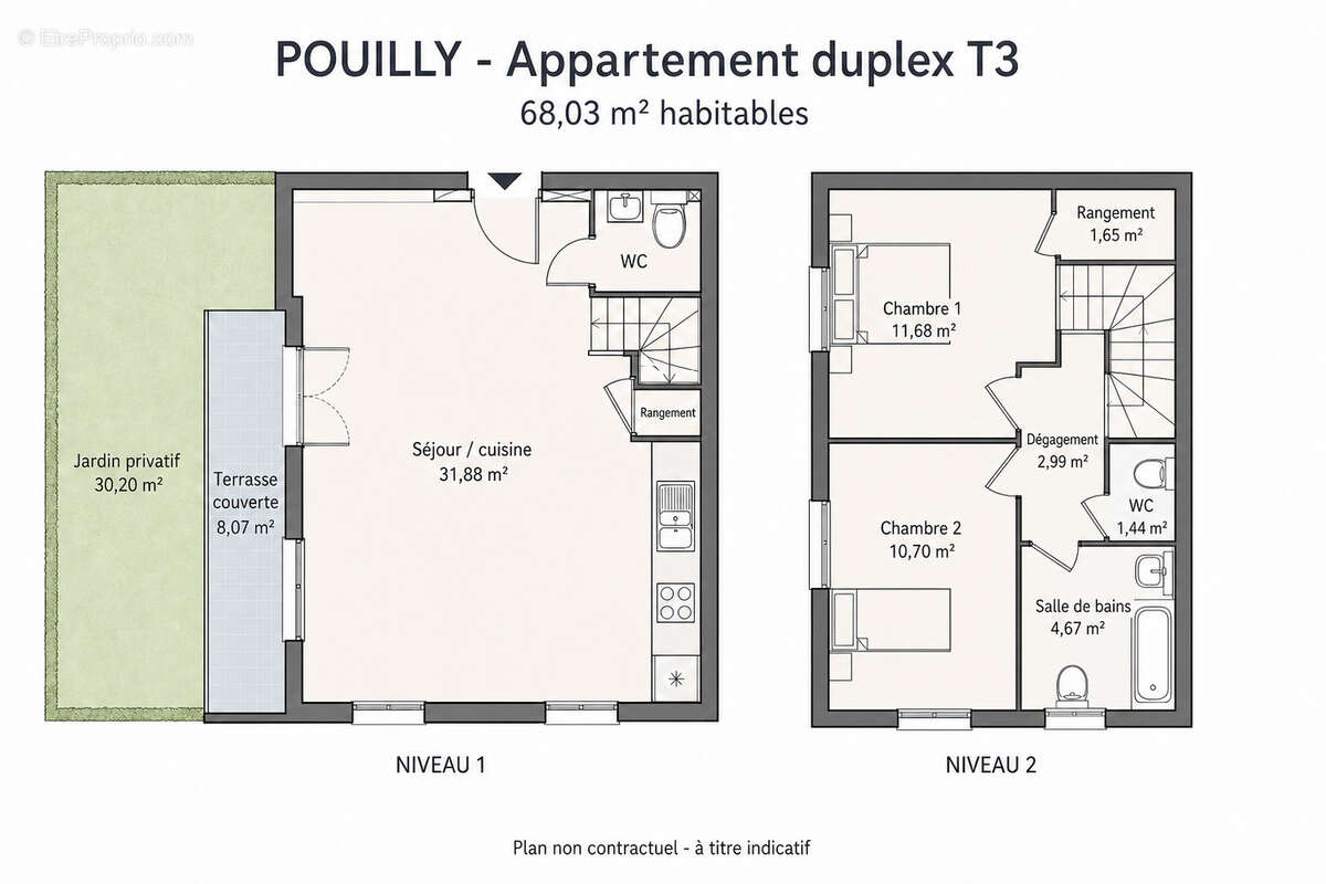 POUILLY T3 avec Jardin et balcon - photo 12