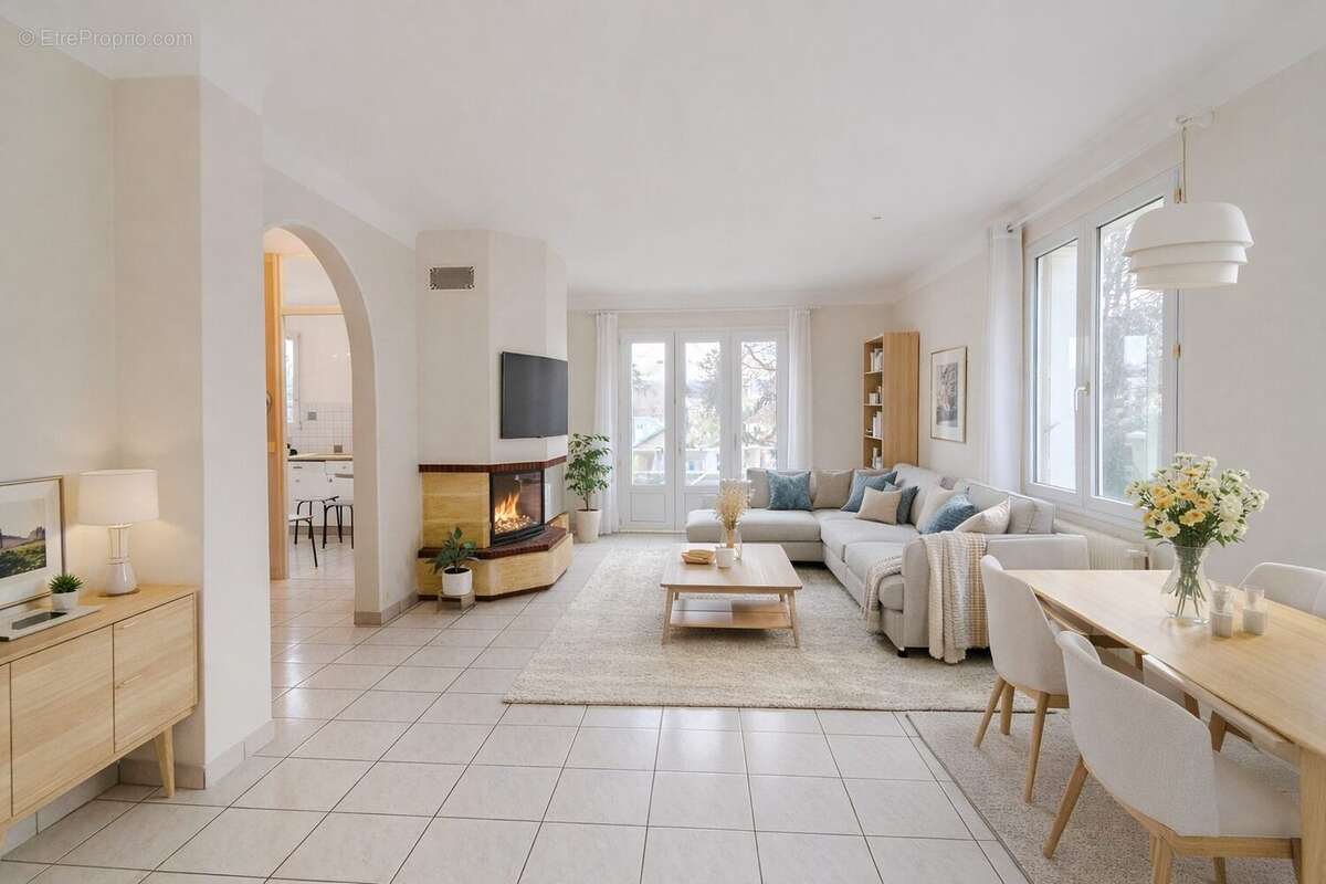 salon meublé style contemporain IA - Maison à BOUGIVAL