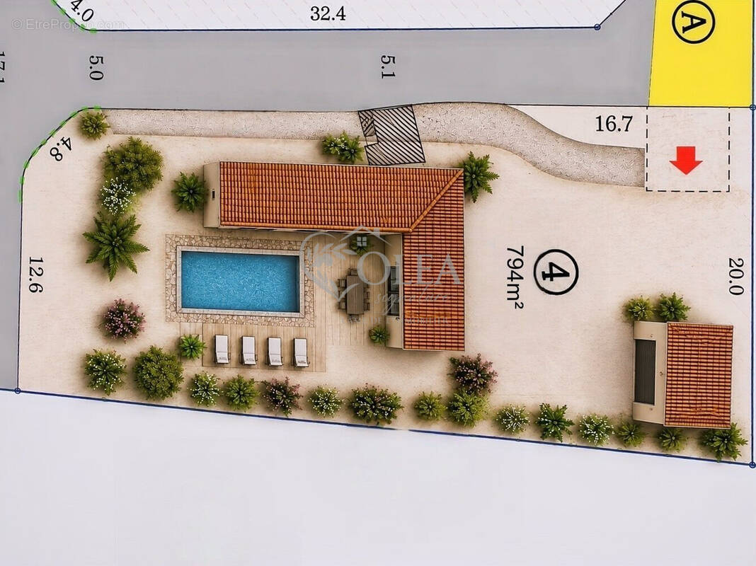 Surfaces et projet éventuel - Terrain à SAINT-QUENTIN-LA-POTERIE