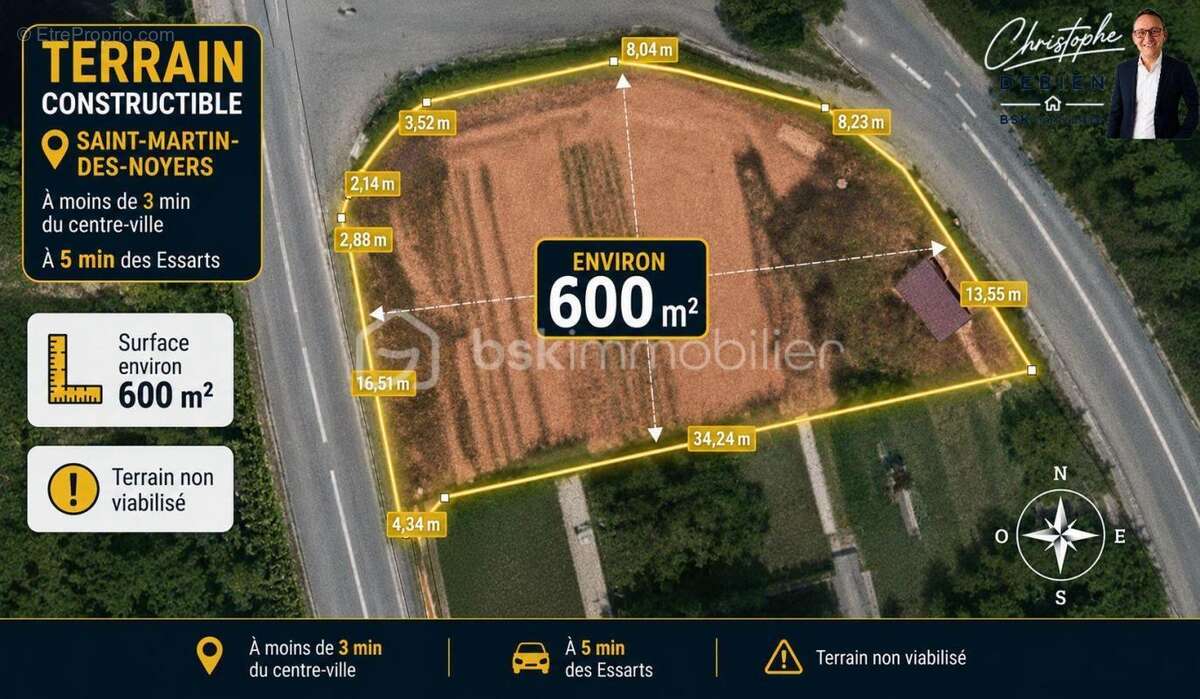  exclusivité – terrain constructible 600 m² – saint-martin-des-noyers  - photo 2