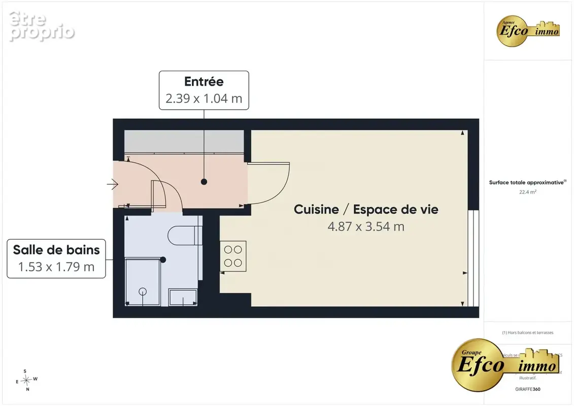 Appartement 1 pièce 23 m² à vendre à Huningue (68330) - photo 2