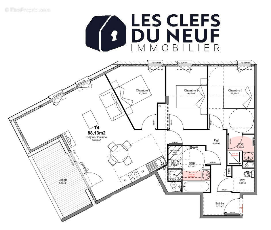 Appartement Toulouse 4 pièces 89m² + Loggia + 2 parking ! - photo 6
