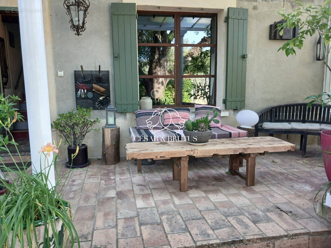 terrasse entrée - Maison à SAINT-ANDRE-DE-ROQUEPERTUIS