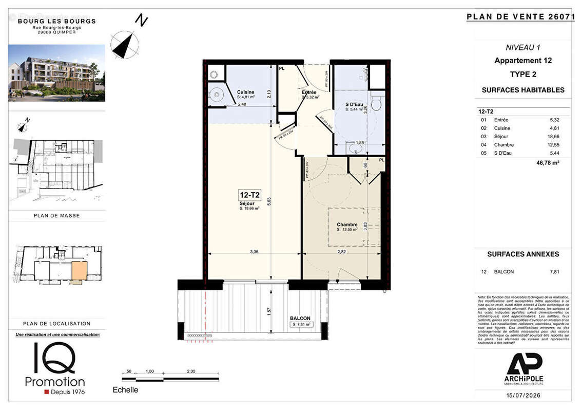 Quimper - "bourg les bourgs" - appartement t2 neuf de 47 m² avec grand balcon au sud - photo 2