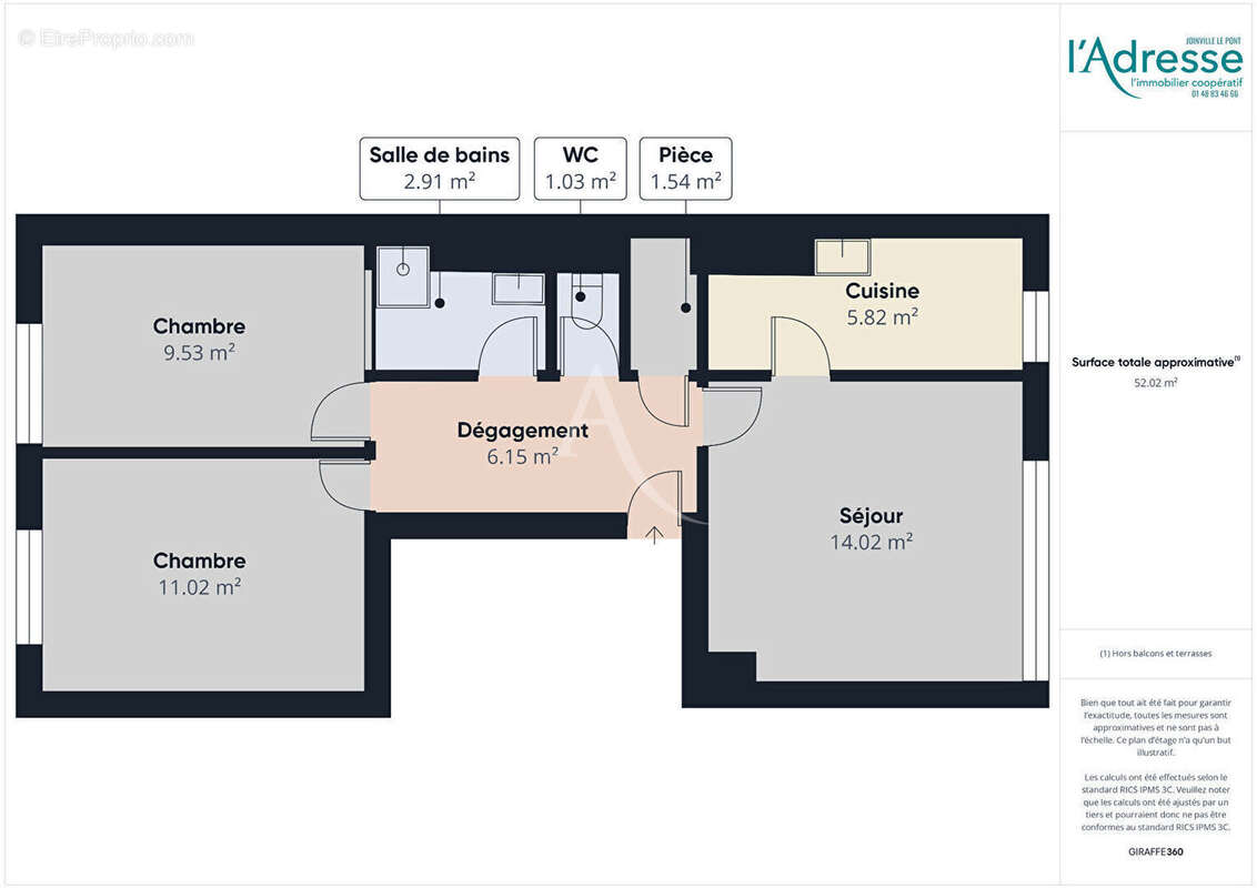 Appartement Saint Maurice 3 pièce(s) 52 m2 - photo 6