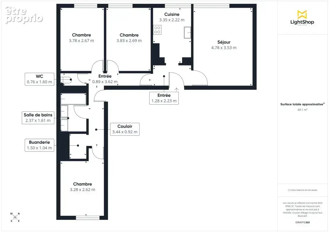 Appartement 4 pièces, 71 m2- Ascenseur et parking - Boulevard Victor Hugo, Clichy - photo 2