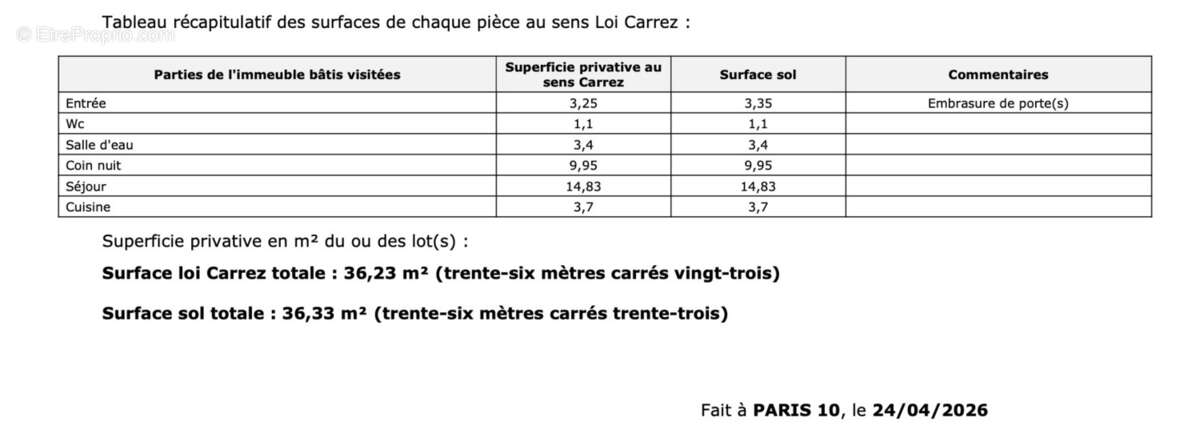 Appartement à PARIS-10E