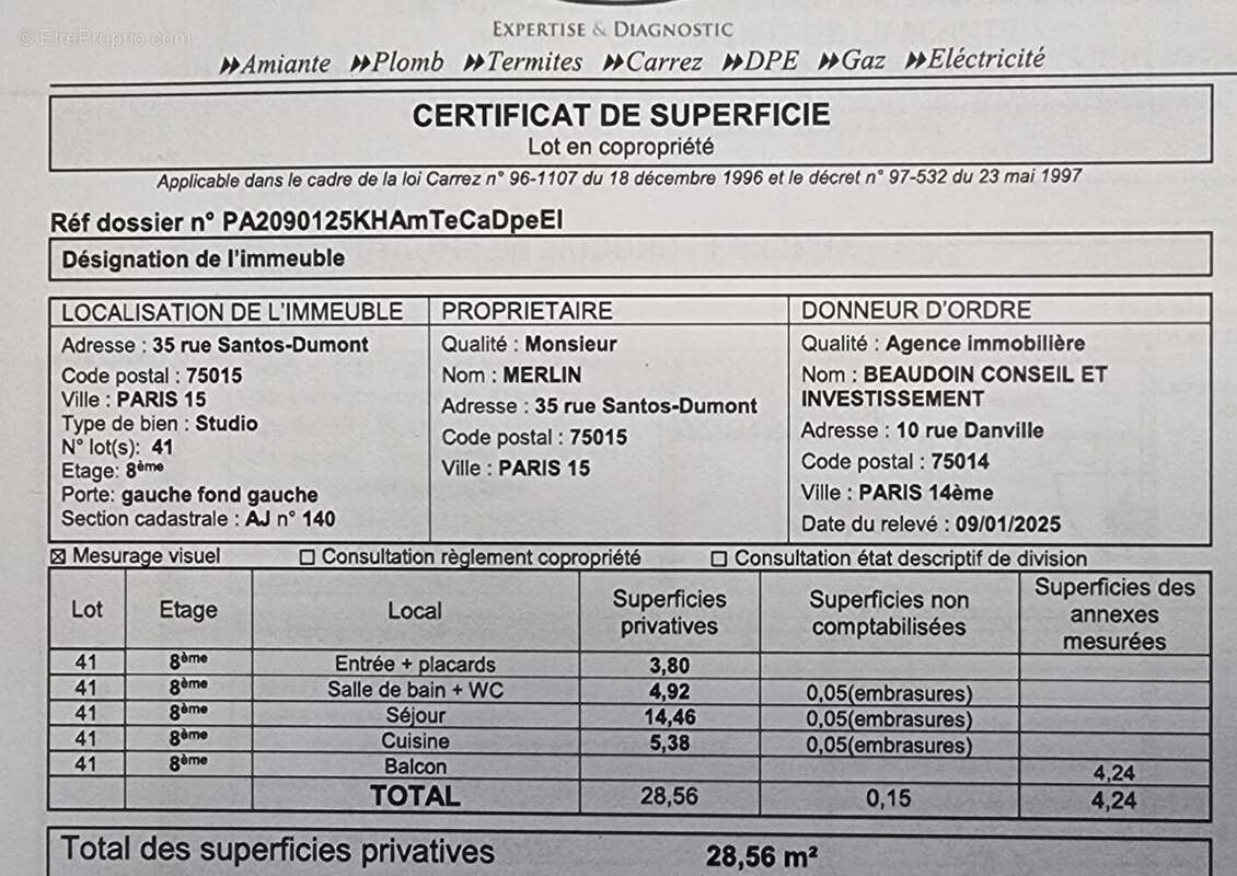 Appartement à PARIS-15E