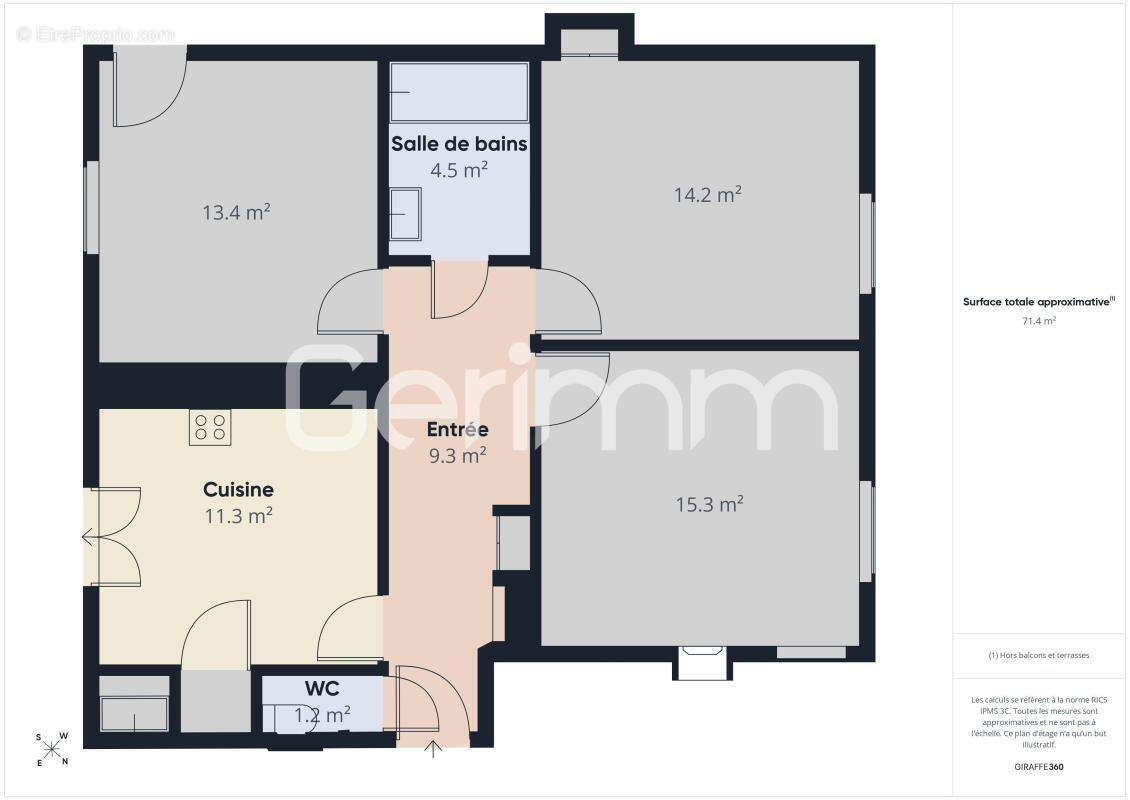 Vente - Appartement - 3 pièces + cuisine - 70 m² - 185 000 € - - photo 12
