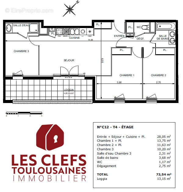 Appartement à PINSAGUEL