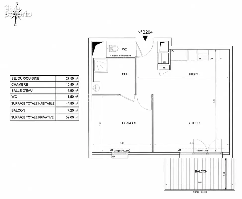 T2 de 45 m2   Lumineux, au calme et sans vis-à-vis - photo 8