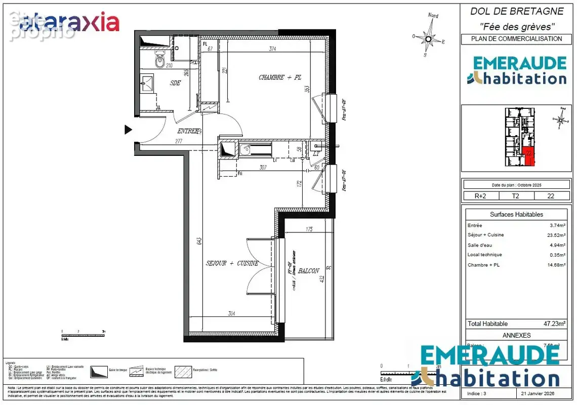 Appartement 2 pièces 47 m² à vendre à Dol-De-Bretagne (35120) - photo 2