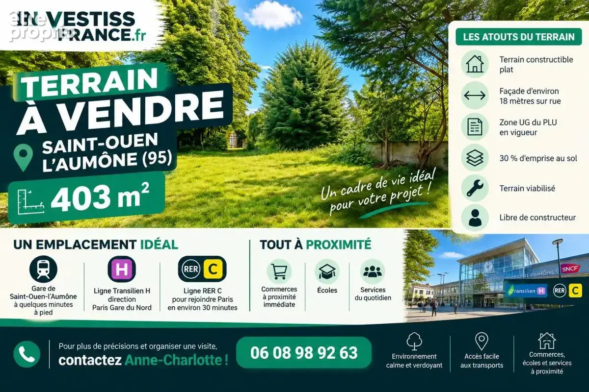 ST OUEN L'AUMONE (95) - Terrain à bâtir - 403m² - photo 1