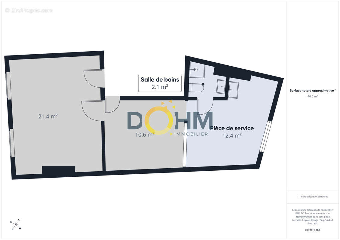 Appartement T2 46 m2 centre-ville - photo 11