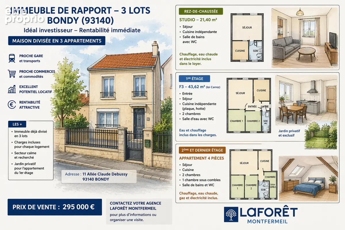 Photo Maison à Bondy au prix de 279 000€
