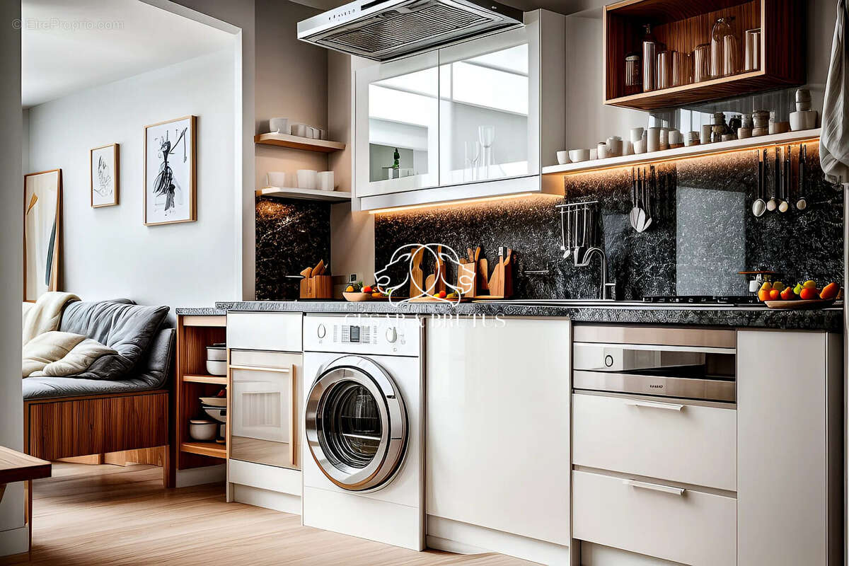 Suggestion d&#039;aménagement 3D - Appartement à LYON-5E