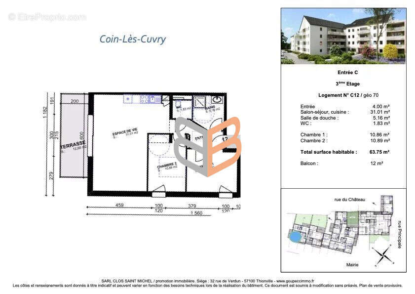 Appartement 63 m² à Coin-Les-Cuvry  - photo 3