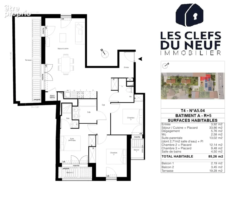 Appartement  4 pièces 80m² + 19m² de balcon + 2 Parkings ! MONTAUDRAN - photo 8