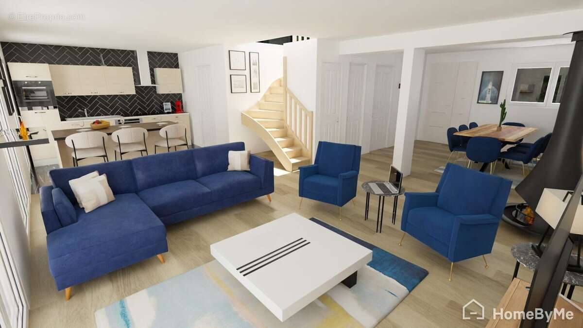 Simulation 3D ouverture cuisine Américaine - Maison à VERNOUILLET