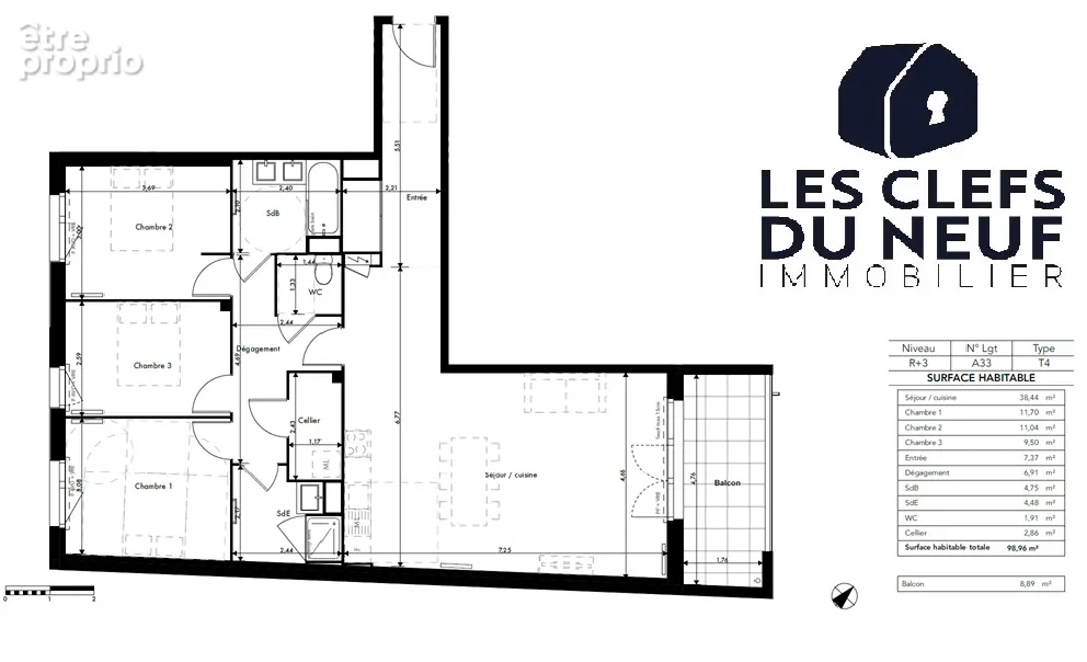 Appartement 4 pièces 99 m2 + terrasse !  RAMONVILLE-SAINT-AGNE ! - photo 4