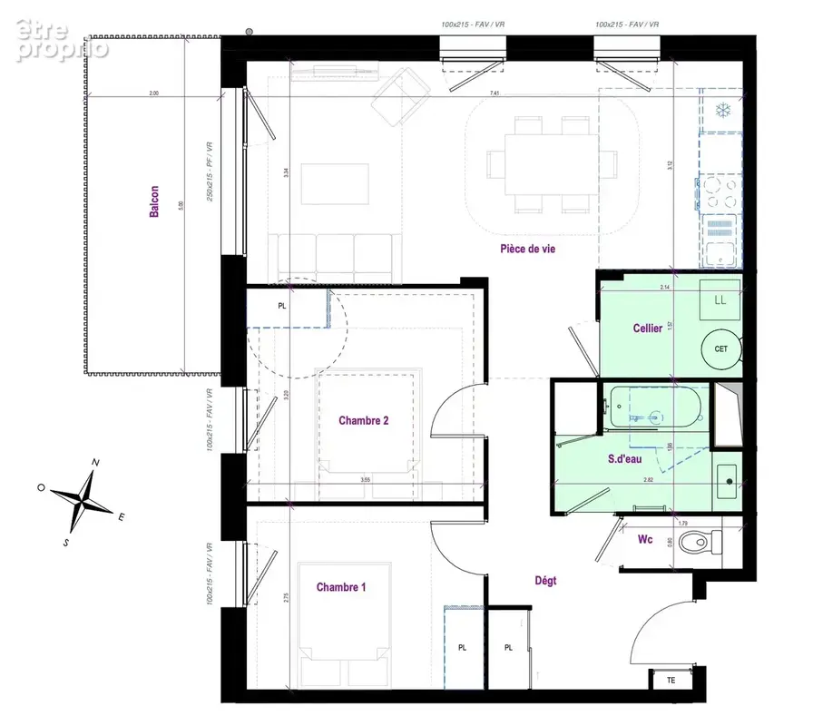 Appartement 66 m² à Equeurdreville-Hainneville  - photo 3
