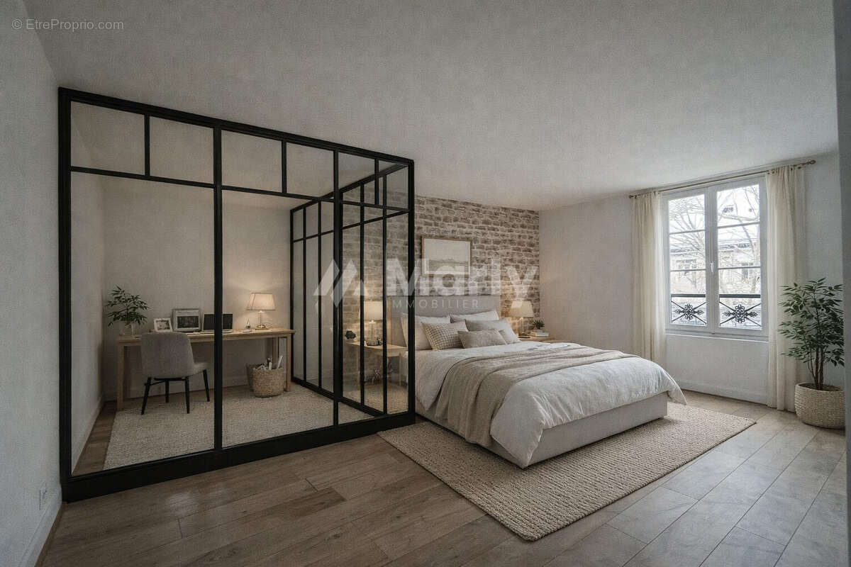 chambre &amp; bureau verriere IA - Appartement à PARIS-3E